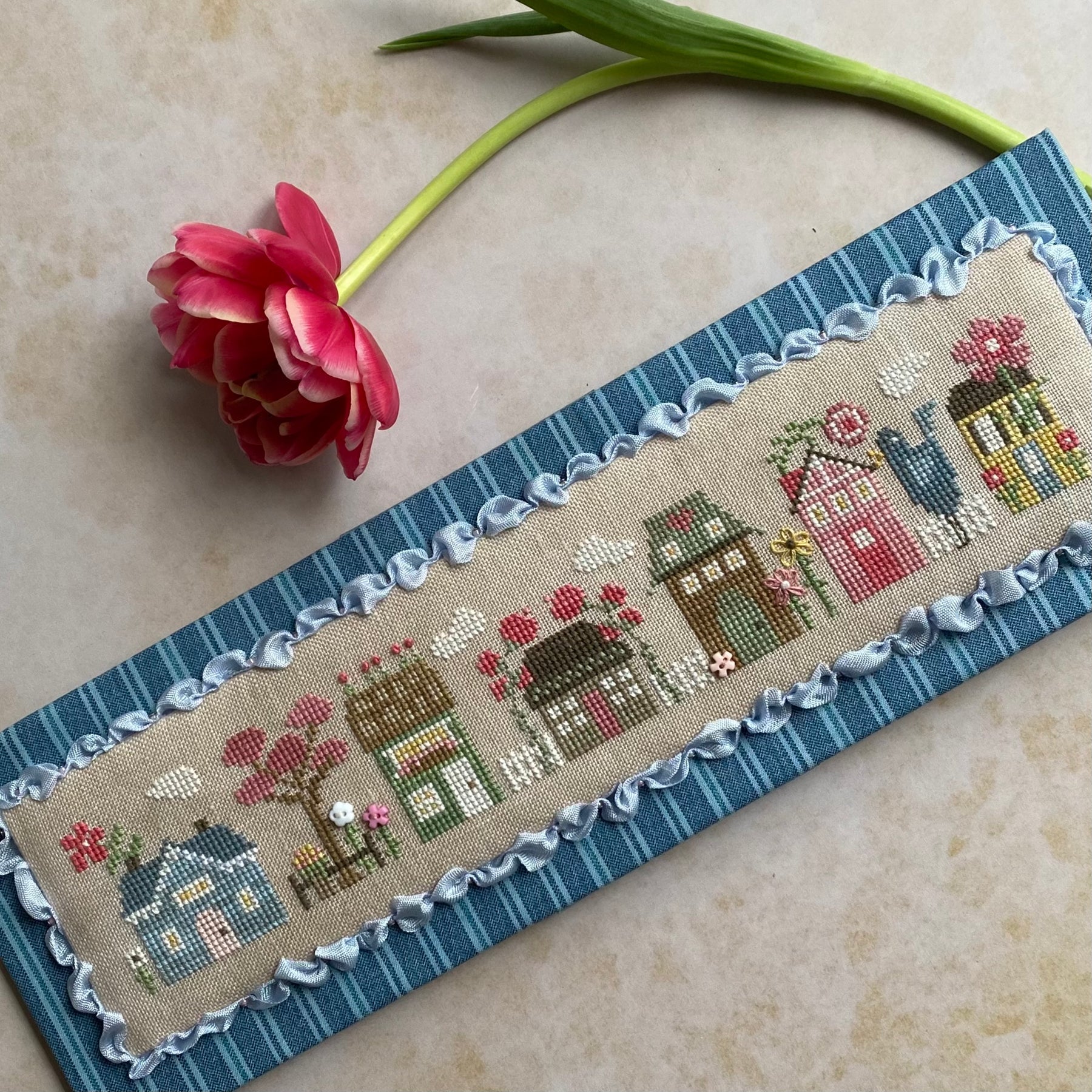 Photo of Heart in Hand Pattern in  Blooming Tiny Town - Cross Stitch