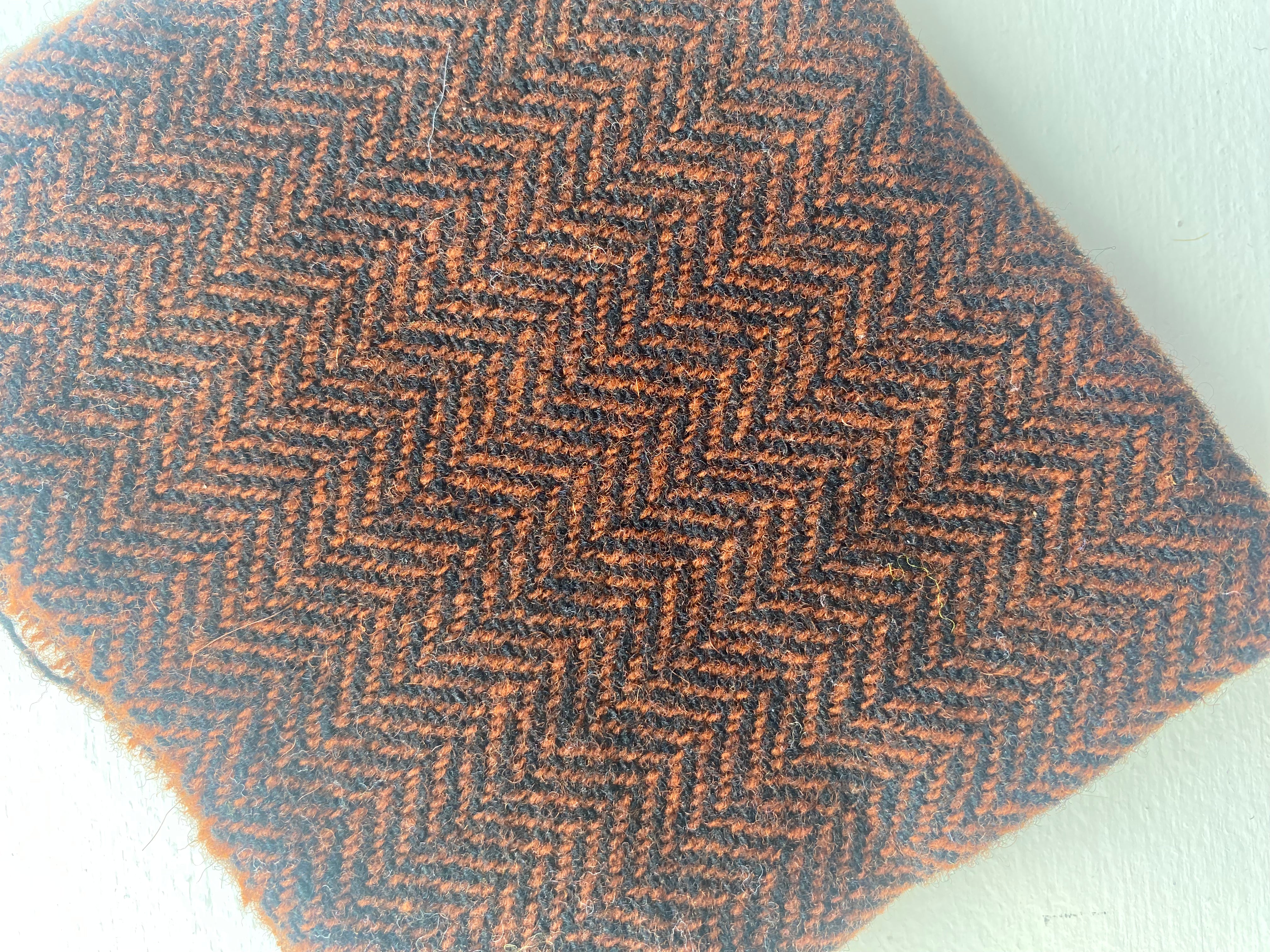 Photo of Felted Wool Pre-Cut 100% Wool in Brown and Black Chevron - Medium - 10" x 9"