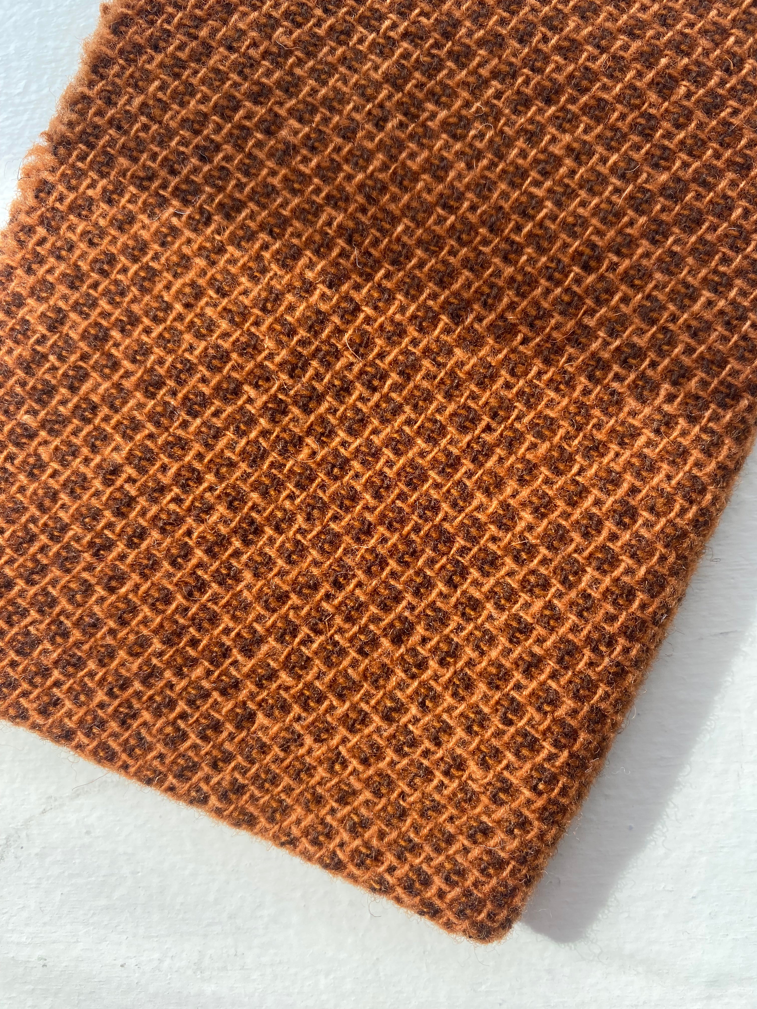 Photo of Felted Wool Pre-Cut 100% Wool in Checked Orange - Medium - 10" x 9"