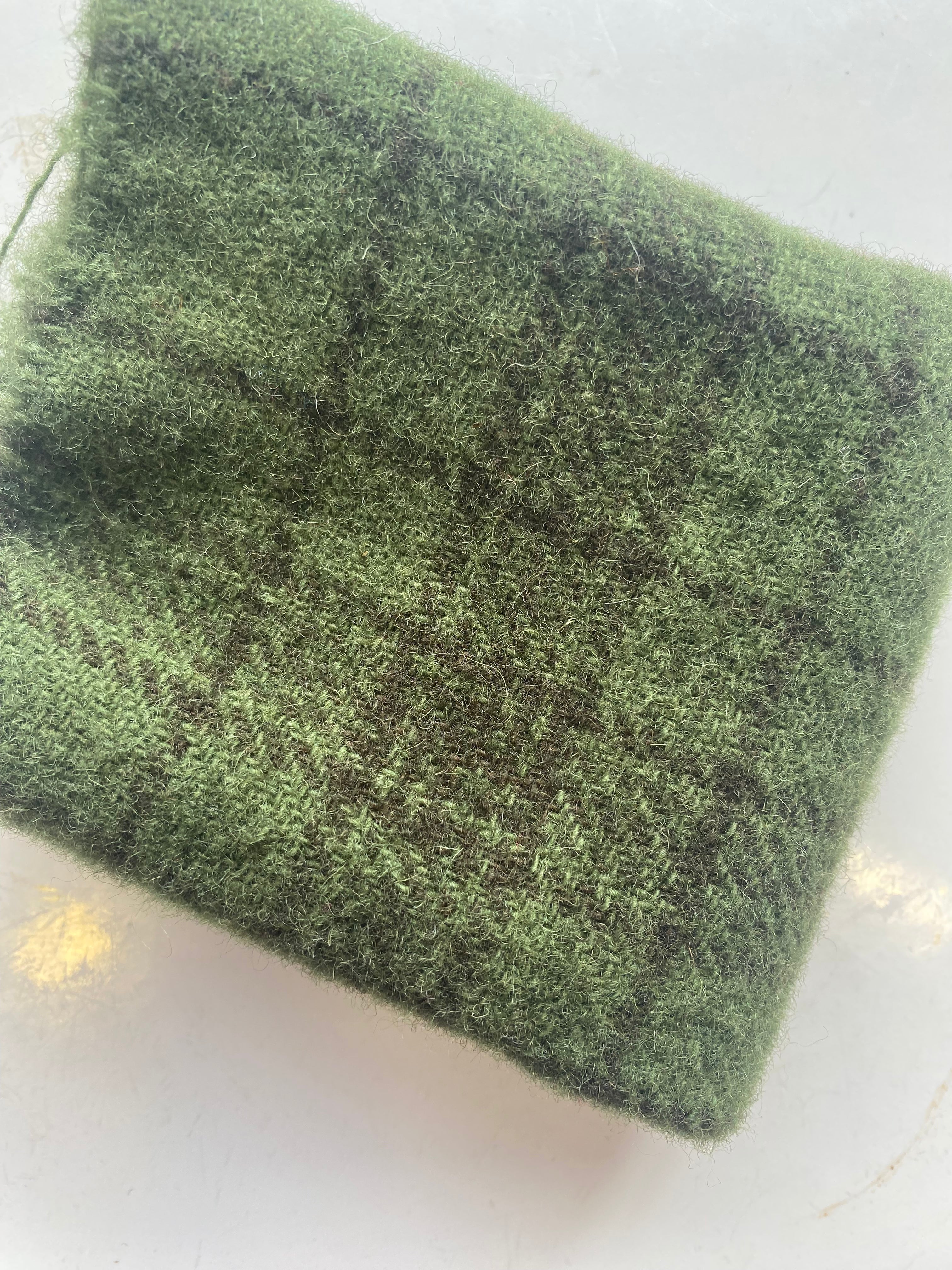 Photo of Felted Wool Pre-Cut 100% Wool in Dark Green Plaid - Medium - 10" x 9"