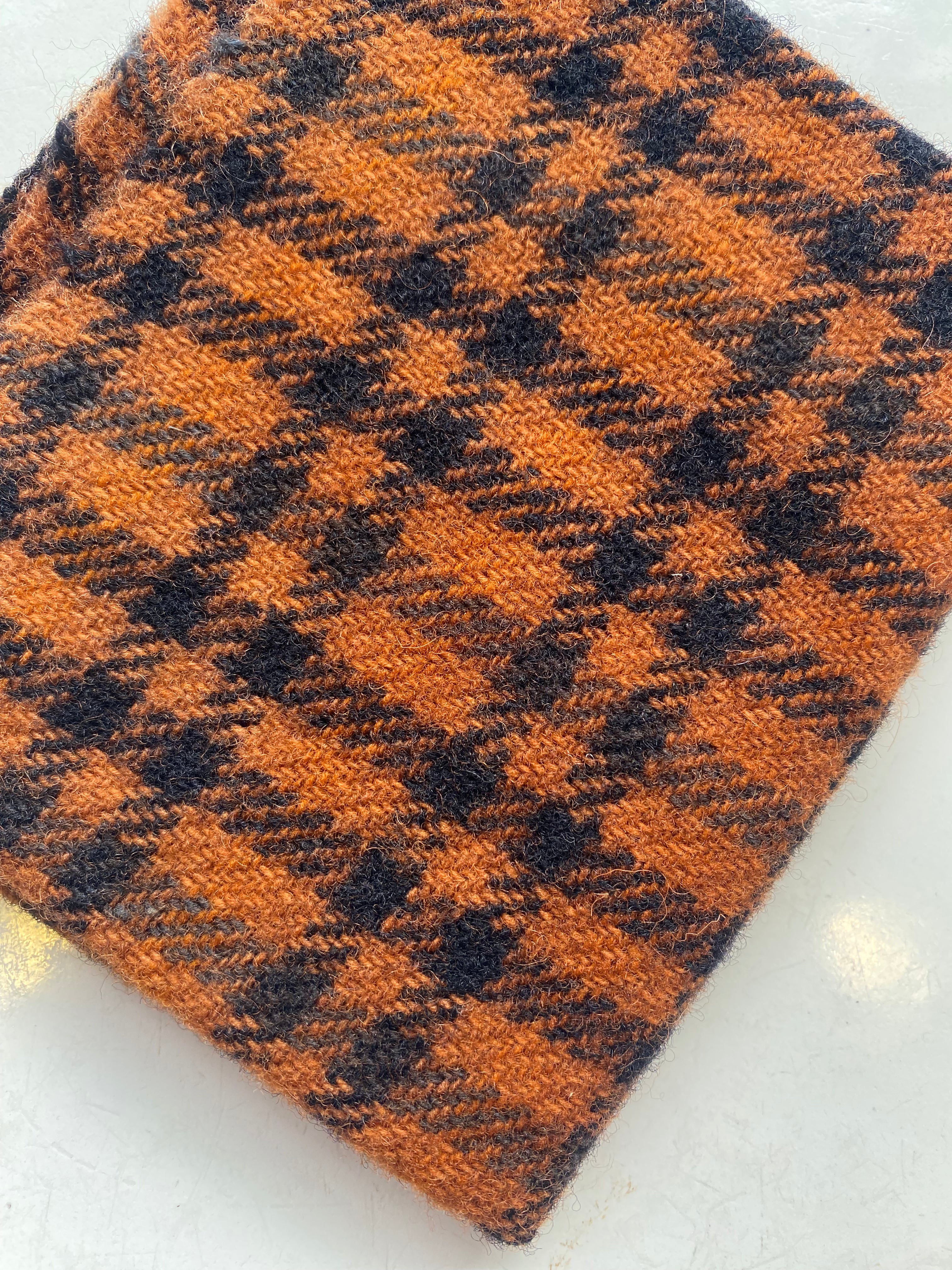 Photo of Felted Wool Pre-Cut 100% Wool in Dark Orange Plaid - Medium - 10" x 9"