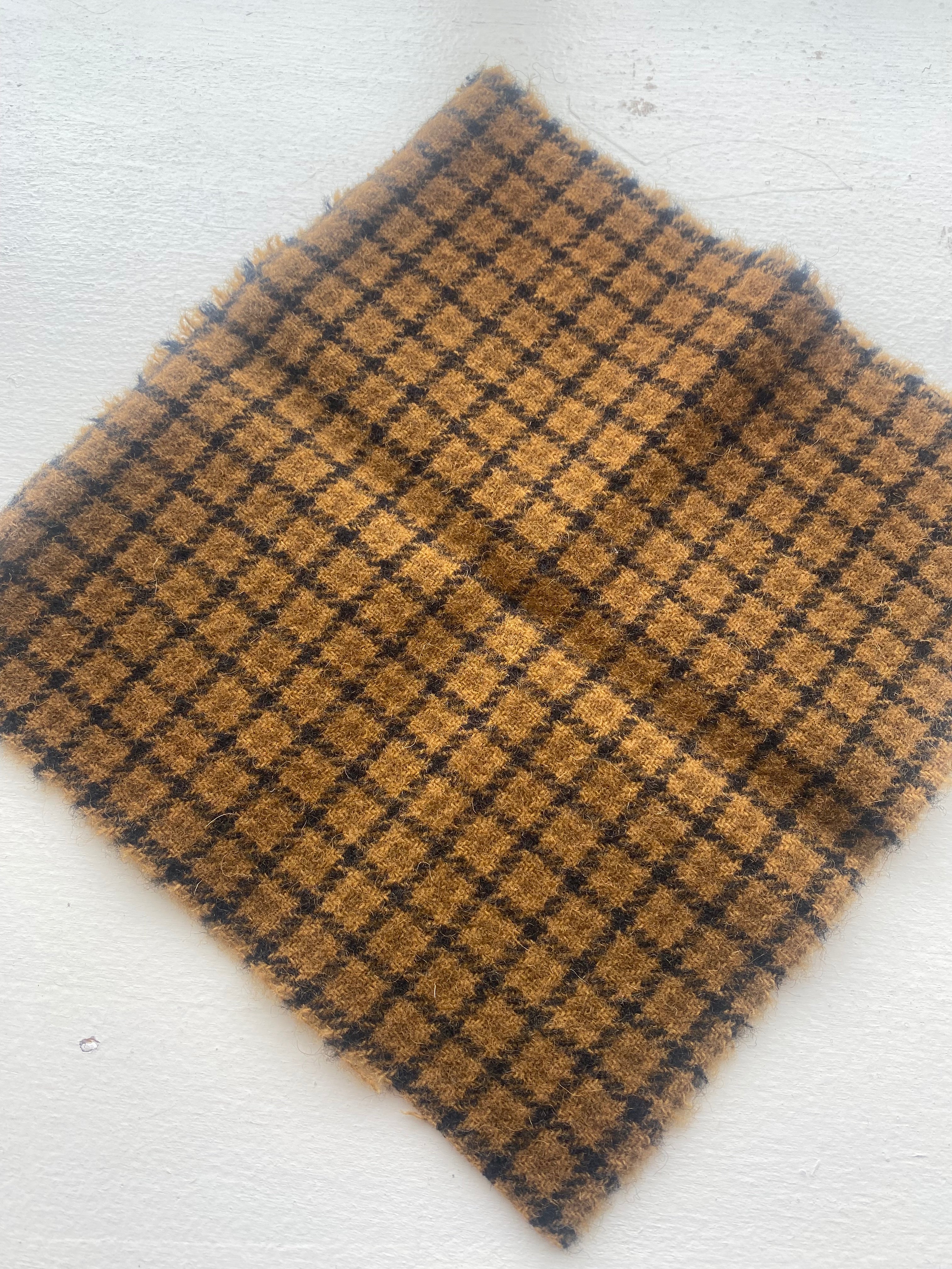 Photo of Felted Wool Pre-Cut 100% Wool in Dark Yellow Squares - Small - 8" x 7"