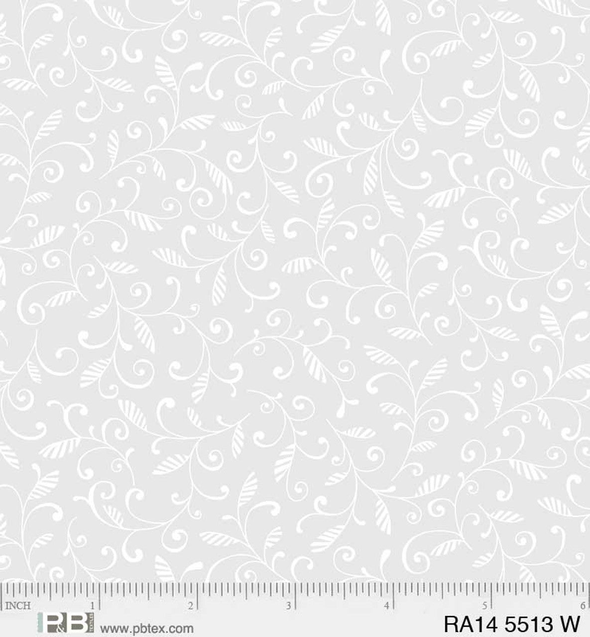 Photo of P & B Textiles 100% Cotton Fabric in Scroll White on White from Ramblings 13 - 44"/45" Wide Fabric