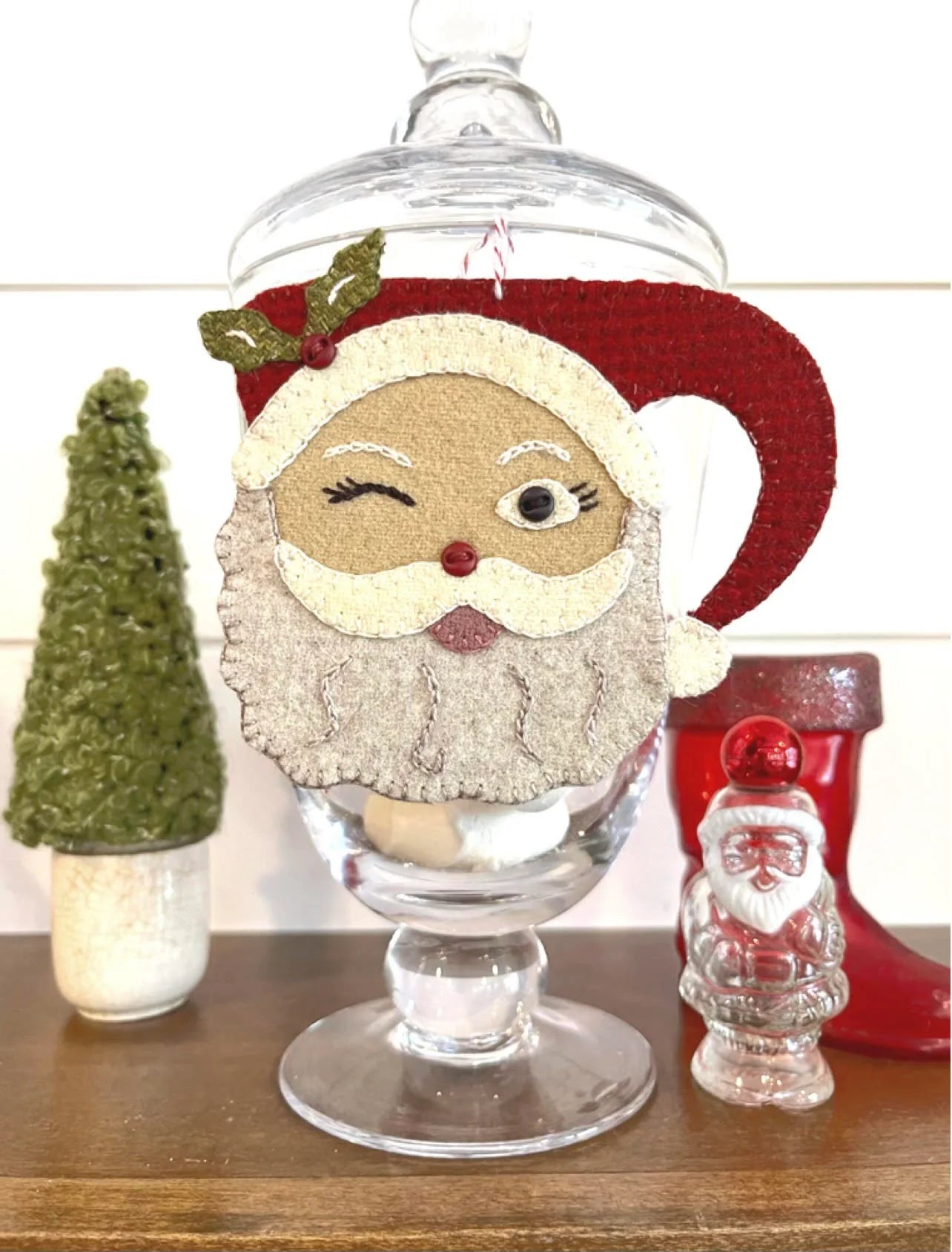Photo of Buttermilk Basin Kit in Winking Santa Mug Ornament - Wool Applique