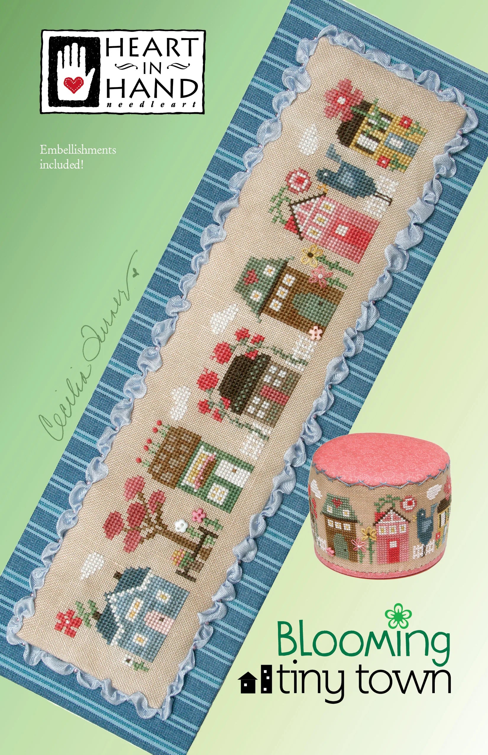 Photo of Heart in Hand Pattern in  Blooming Tiny Town - Cross Stitch