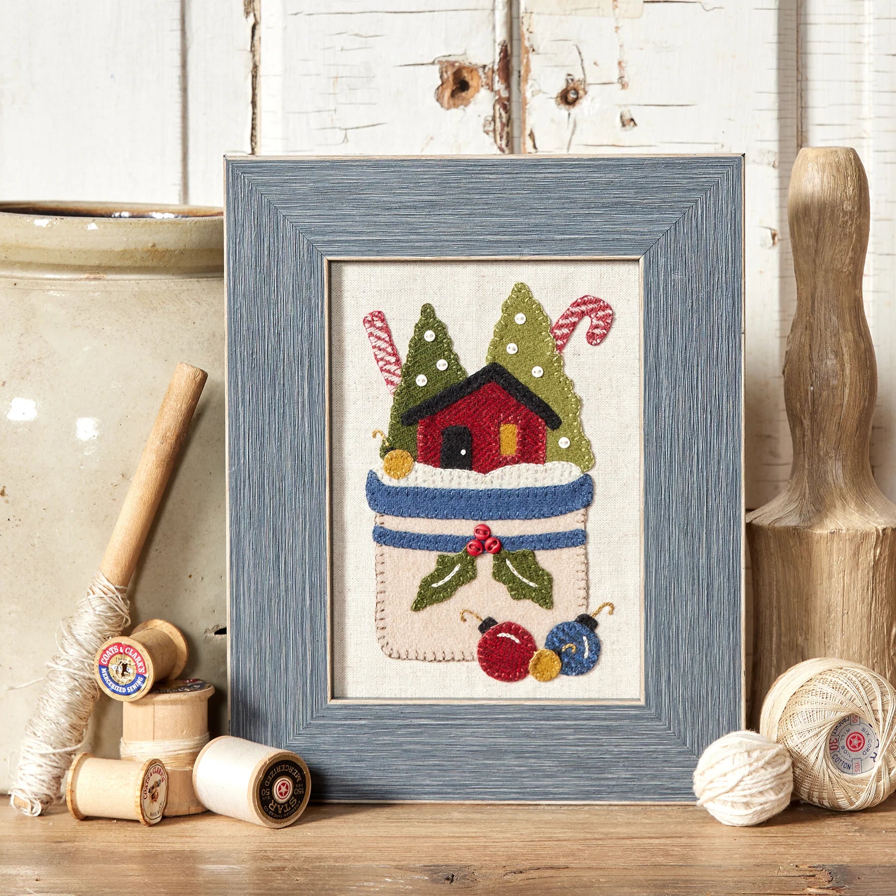 Photo of Vintage Crocks Thru The Year December in Wool Applique Pattern from Buttermilk Basin