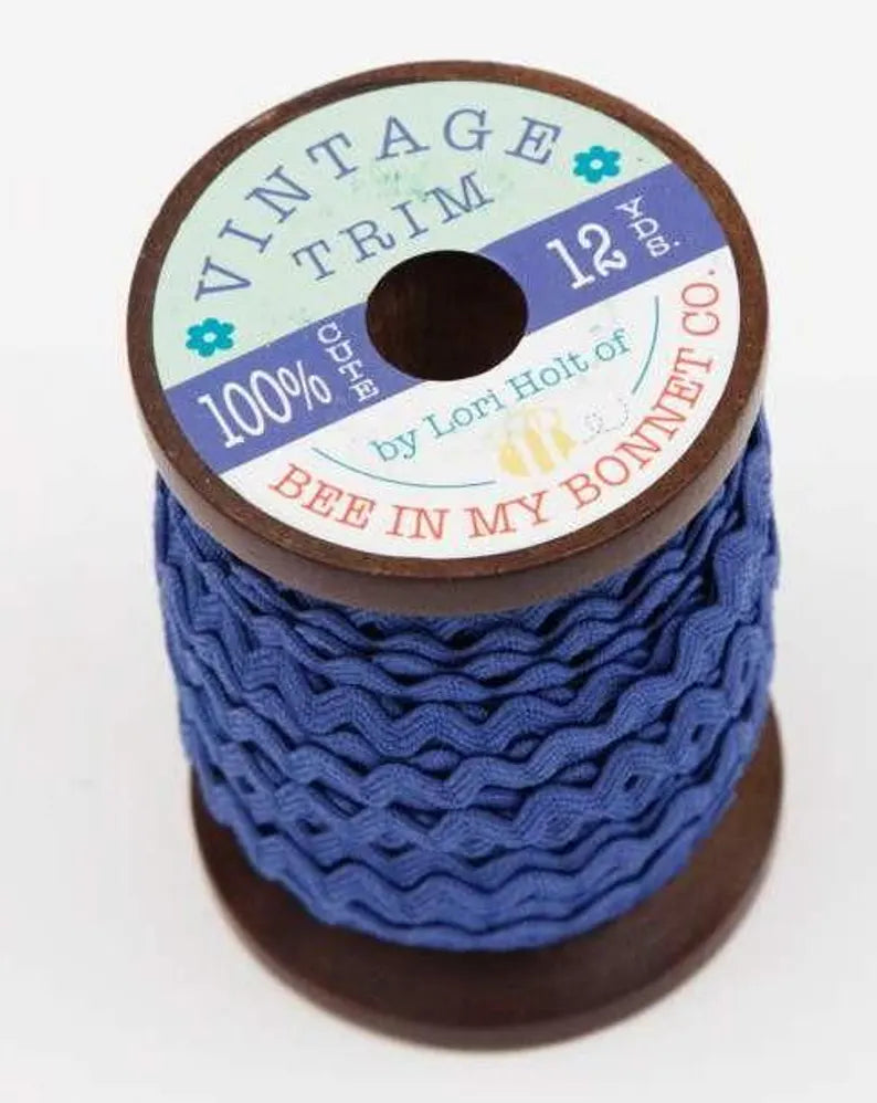Photo of Riley Black Designs Vintage Trim Ric Rac 3/8" in Denim from Lori Holt - Yardage