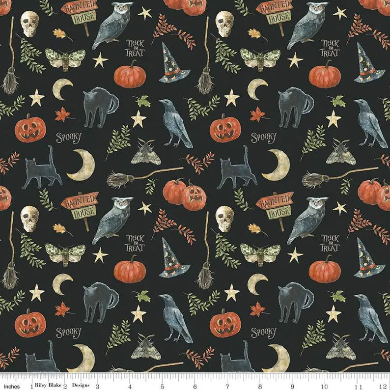 Photo of Black Spooky in Fabric from Riley Blake Trick or Treat