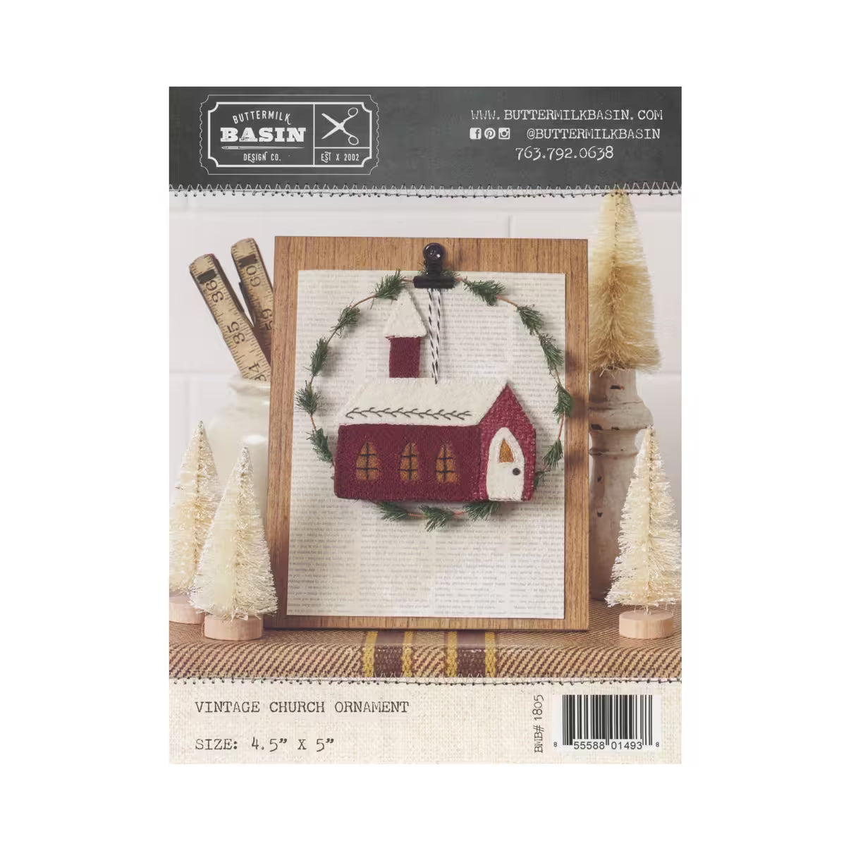 Photo of Buttermilk Basin Pattern in Vintage Church Ornament - Wool Applique