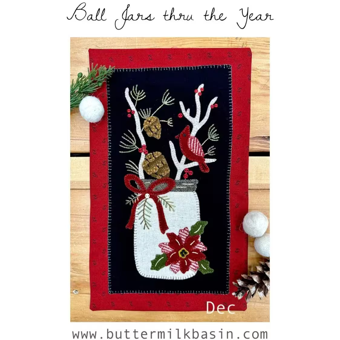 Photo of all Jars Thru The Year December in Wool Applique Pattern from Buttermilk Basin