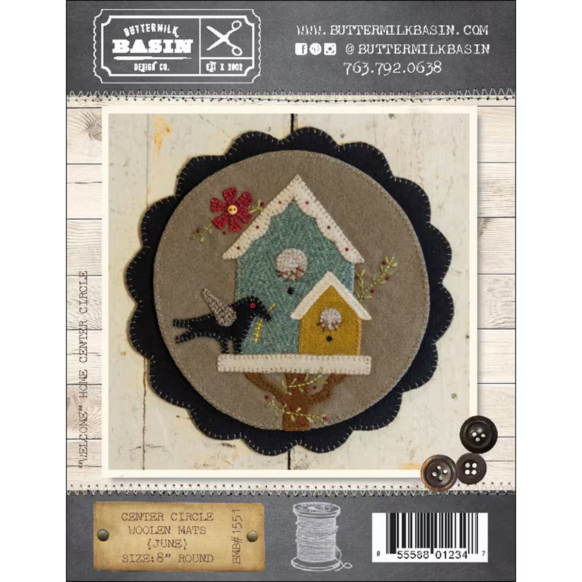 Photo of Buttermilk Basin Kit in Center Circle Woolen Mats June - Wool Applique